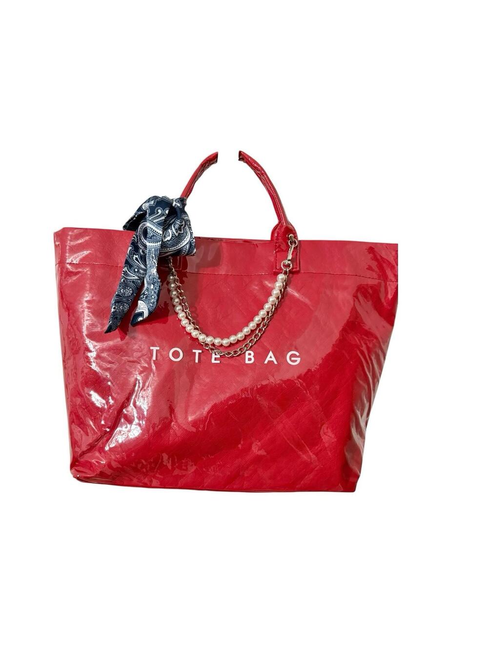 PVC Tote Bag Women's Letters Print Tote Bag Large Paper Tote Bag Carry All Bag